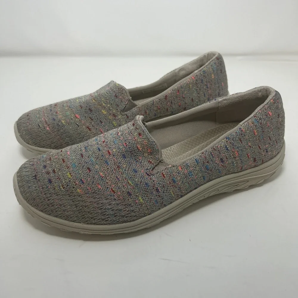 Skechers Relaxed Fit Reggae Fest Wicker Slip-On Shoes Taupe Multi Women's Size 7